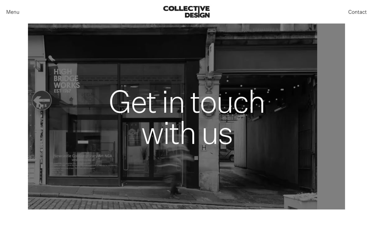A screenshot of the contact page on the Collective Design website.