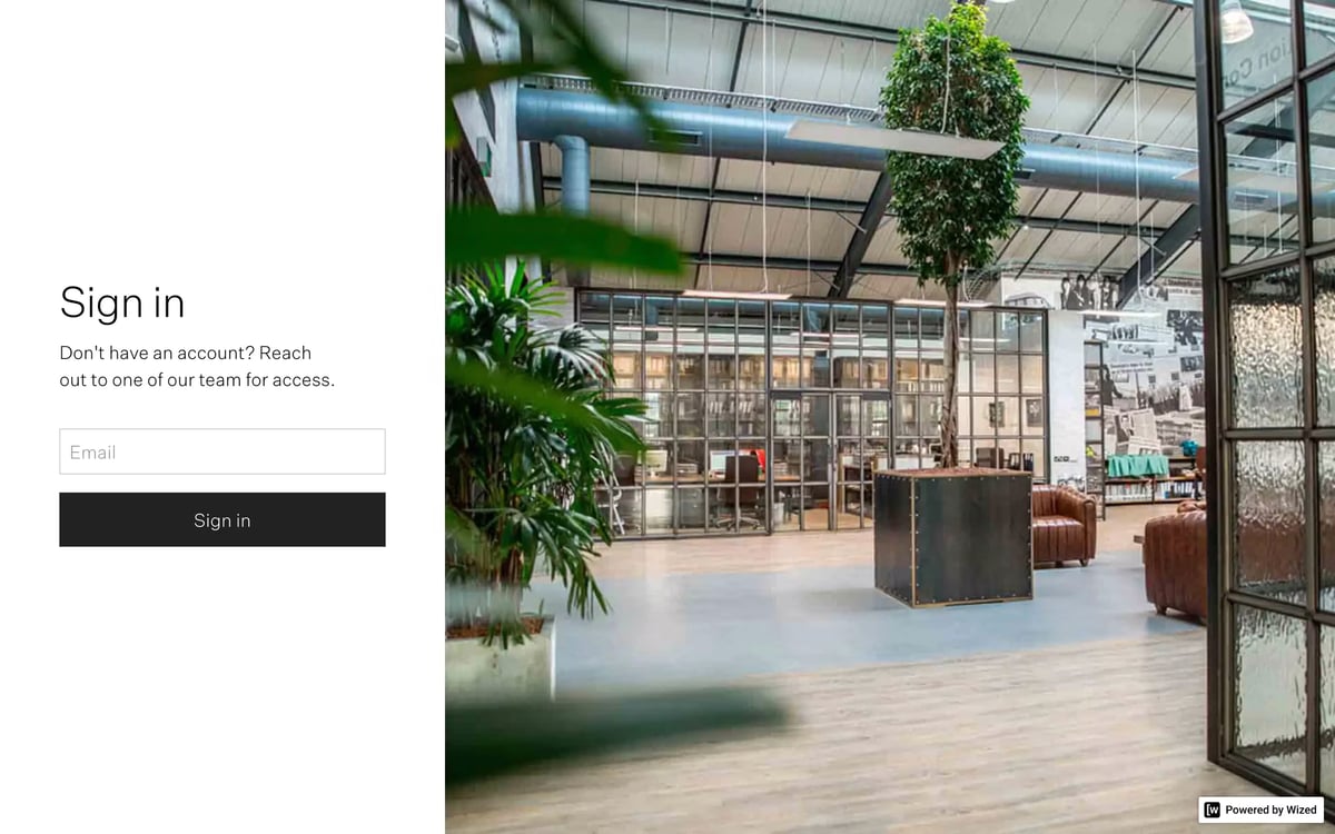 A screenshot of the login screen for the client portal on the Collective Design website