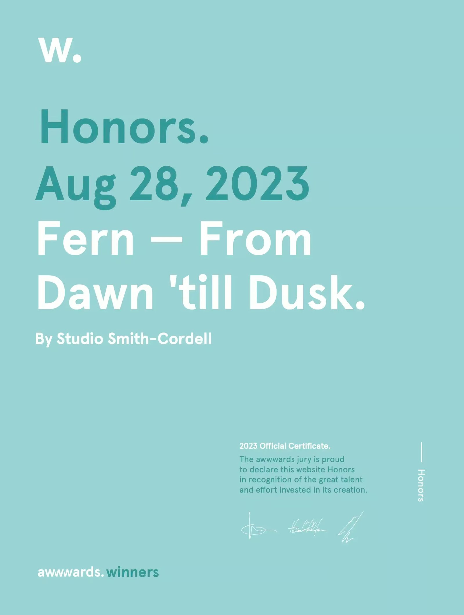 Awwwards Honors certificate